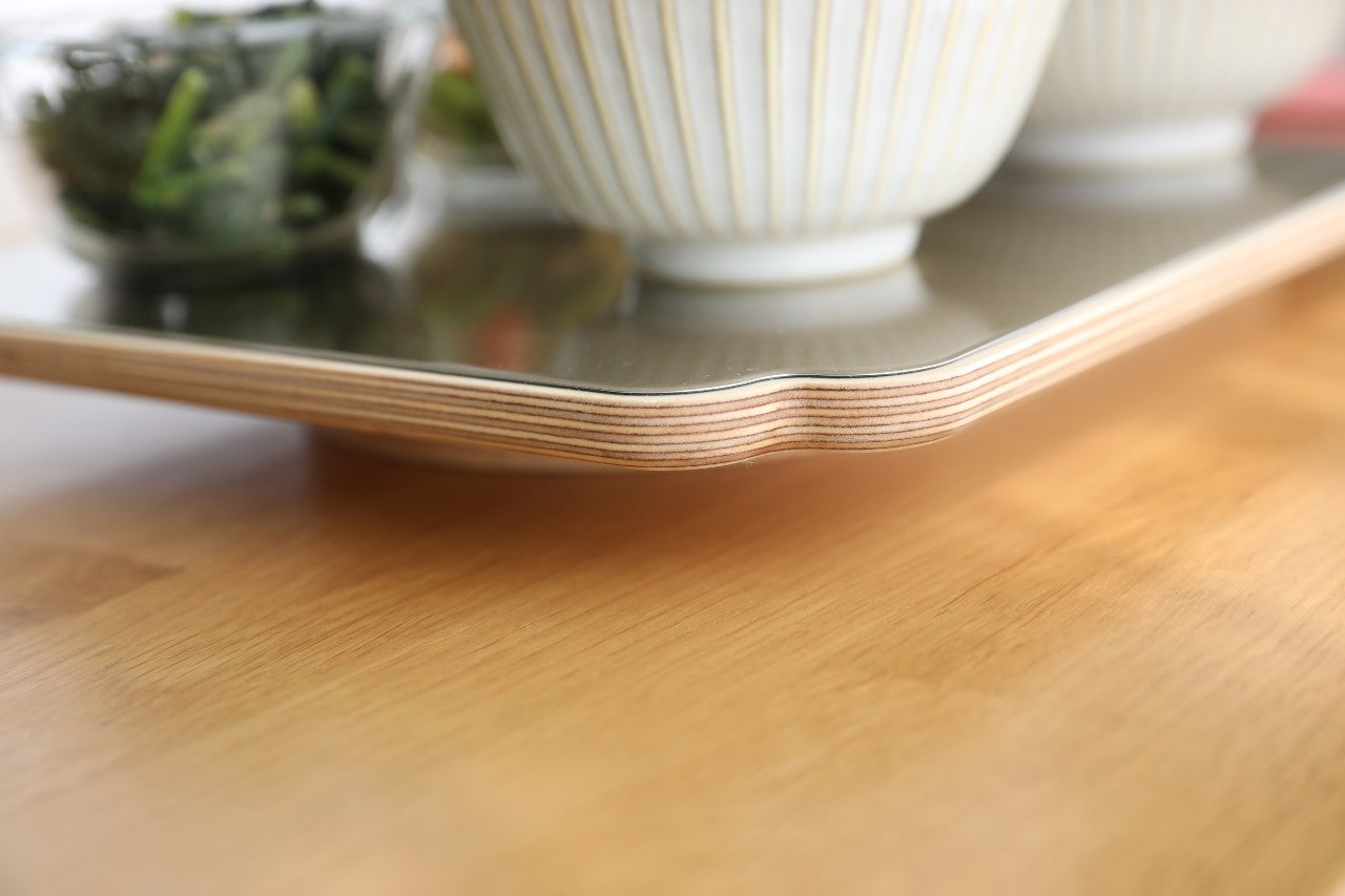 STAINLESS STEEL TOP WOOD DECO PLATE